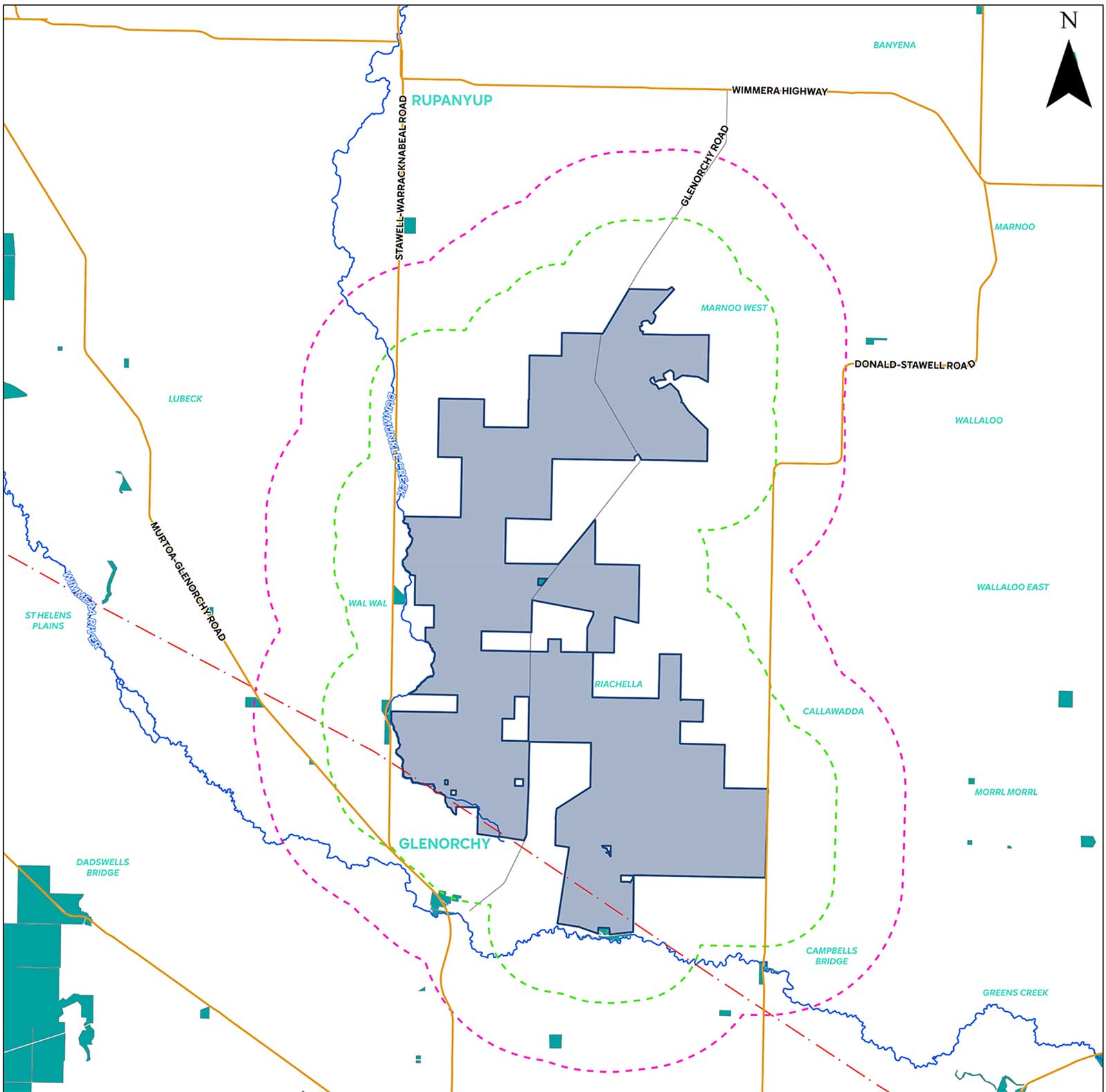 A detailed map showing the locations of Glenorchy and surrounding areas, with highlighted roads and water bodies.